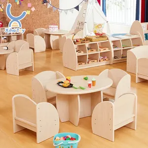 XIHA Early Education Kids Montessori Materials Kindergarten Wooden Children Kids Room Furniture Sets Wirh Table And Chairs