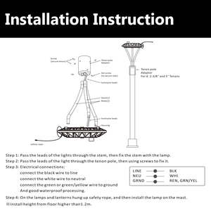 ไฟ LED ติดเสาสำหรับสวนแบบกลม60W ไฟเดย์ไลท์7,800ลูเมน5000K - Product Image 3