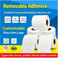 Étiquette autocollante synthétique thermique directe amovible personnalisée 50x25 60x40 80x50 100x50 en PP pour codes-barres