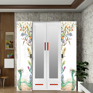 Garde-robe Almirah en acier à 4 portes pour chambre de bébé, modèle d'impression, armoire en métal à portes coulissantes - Product Image 2