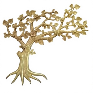 Plaque murale en laiton Arbre de Vie |   Sculpture décorative celtique spirituelle pour jardin avec support de bougie Diya pour la décoration intérieure - Product Image 2