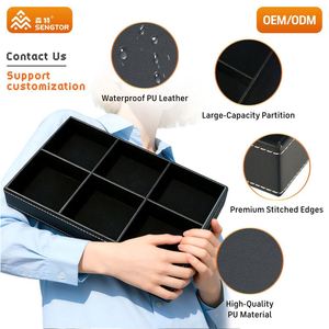 Boîte de rangement de bureau multifonctionnelle en cuir PU durable et résistante aux rayures pour accessoires de rangement à domicile et au bureau - Product Image 1