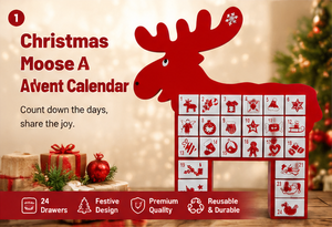 Calendrier de l'Avent de Noël en forme de renne festif avec 24 tiroirs pour bonbons, jouets et petits cadeaux - Product Image 5