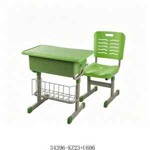 Escritorio y Silla Escolar de Altura Ajustable con Superficie Azul y Estructura Metálica para Niños, Modelo 34396-KZ18 - Product Image 1