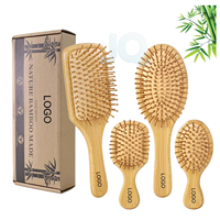 Großhandel Bambus-Haarbürsten-Set mit individuellem Logo – Entwirrbürste für dickes, dünnes, lockiges, nasses und trockenes Haar, Kopfhautmassage, Reise- und Reisegrößen