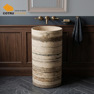 <span class=keywords><strong>Lavabo</strong></span> sur pied en travertin beige Cotrustone, douche en travertin argenté, <span class=keywords><strong>lavabo</strong></span> autoportant - Product Image 1