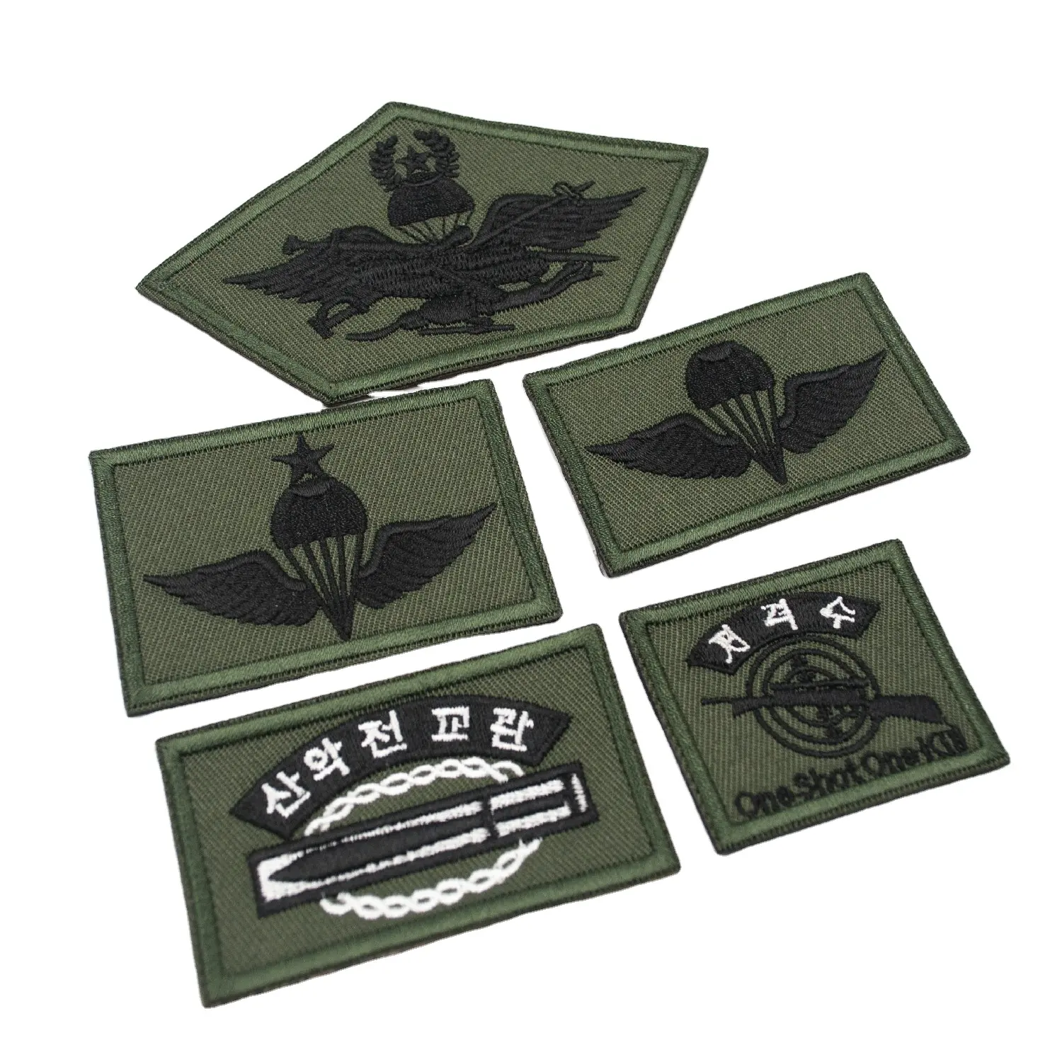 Hochwertige Großhandel benutzer definierte gestickte Patches für Anzug koreanischen grün gestickten Patch