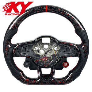 Volant sport racing style carbone forgé et cuir pour Volkswagen MK7 Golf 7 GTI GTD R GTS - Product Image 1