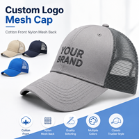Gorra de Béisbol Personalizada con Logotipo, Frente de Algodón y Malla de Nailon, Transpirable, Ajustable, con Visera Curva, Proveedor Mayorista