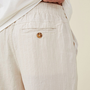 2023 estate Casual cotone naturale lino bianco <span class=keywords><strong>a</strong></span> <span class=keywords><strong>righe</strong></span> dritte <span class=keywords><strong>pantaloni</strong></span> per gli uomini - Product Image 4