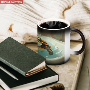 Frosted Black 11oz <b>Ceramic</b> <b>Mug</b> Heat Activated Color Changing Cup Sublimation Blank Smart Drinkware - Product Image 3