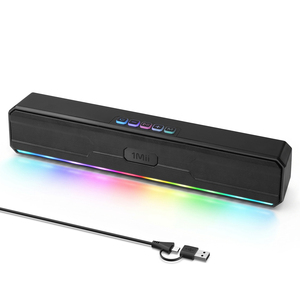 Barre de son de bureau 1Mii Bluetooth avec double interface Type-C/USB, haut-parleurs filaires et lumières <span class=keywords><strong>LED</strong></span> respirantes, barre de son gaming pour PC - Product Image 1