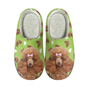 Mode hiver mignon dessin animé <span class=keywords><strong>chien</strong></span> motif imprimé coton pantoufles personnalisé hommes et femmes flanelle couple maison pantoufles - Product Image 2