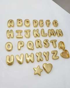 डिय गहने पत्र चार्म्स बुलबुला गुब्बारा प्रारंभिक 3 डी अक्षर 18k गोल्ड प्लेटेड चरस पेंडेंट - Product Image 1