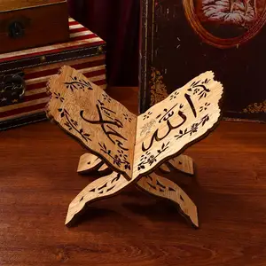 Atacado Madeira Quran Stand Islam Eid Livros Prateleira Vintage Quran Holder Folding Bible Stand