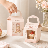 Boîte à gâteau personnalisée en matériaux recyclés de qualité alimentaire, doublée d'éponge, avec poignée, emballage portable pour desserts et mousses