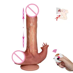 Consolador realista para pene, resistente al agua, alto empuje, pene calentado, vibración, Control remoto, juguete sexual, consolador para mujer