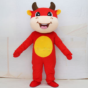 Costume de mascotte de vache <span class=keywords><strong>Red</strong></span> <span class=keywords><strong>Bull</strong></span> Animal en peluche drôle sur mesure déguisement adulte déguisement publicité Promotion fête Costume de mascotte à vendre - Product Image 1