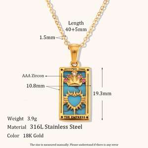 18K Vergulde Geometrische Hanger Ketting Vintage Stijl Stijlvolle Roestvrijstalen Horoscoop <span class=keywords><strong>Tarot</strong></span> Ketting Perfect Cadeau Sieraden - Product Image 6