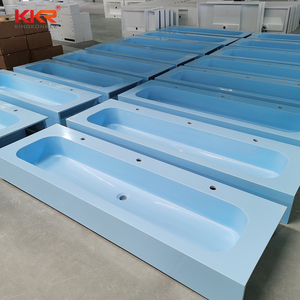 Lavabo acrílico azul claro para niños, lavabo de superficie sólida para el baño público, bonito lavabo central para guardería - Product Image 6