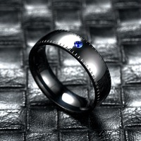 Anillo de Pareja de Acero Inoxidable Dorado con Rosa Negra y Diamantes de Imitación, con Escala de Regla, para Hombre y Mujer, Regalo de Aniversario de Bodas o Promesa