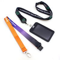 Tempat Kartu Identitas Plastik Keras Transparan Custom dari Pabrik, dengan Tali Lanyard untuk Hadiah Promosi dan Tempat Kartu Nama Kerja