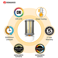 Lámpara LED Tipo Maíz ROMANSO IP64 27W 36W 80W 100W 120W 150Lm/W ETL CETL E39 E40 Base Mogul CCT Potencia Seleccionable 5 Años de Garantía