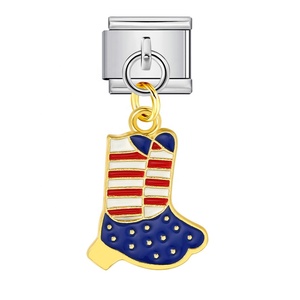 Abalorios colgantes de acero inoxidable de 9 mm con diseño de bandera estadounidense patriótica, estilo italiano, para pulseras, joyería de moda para el Día de la Independencia - Product Image 5