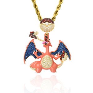 Gioielli Personalizzati con Pendente in Zirconia di Grado 5A, Piccolo Drago di Fuoco in Argento, Stile <span class=keywords><strong>Hip</strong></span> <span class=keywords><strong>Hop</strong></span> alla Moda per Feste e Regali - Product Image 1