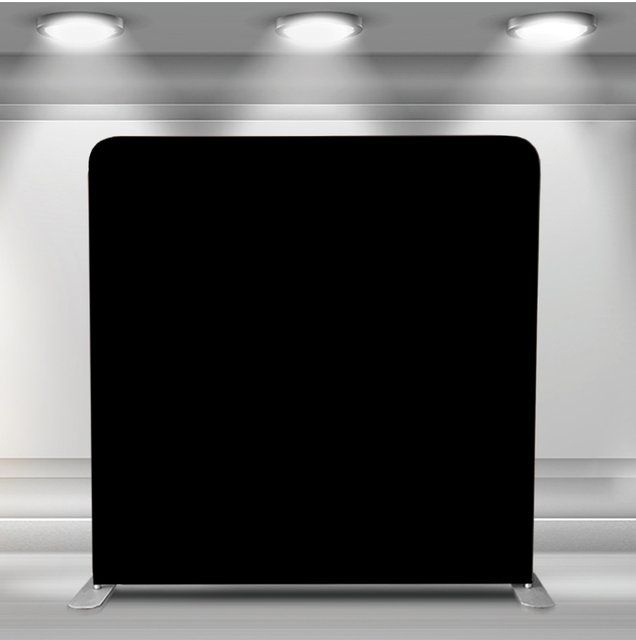 Customized Portable Tension Fabric Pillowcase Display Wall Stand Black Photo Booth Backdrop with Aluminum Frame for Exhibitions