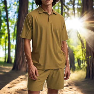 เสื้อเชิ้ตผู้ชายลำลองแบบสั่งทำ OEM แขนสั้น ชุดเสื้อถัก 100% ผ้าฝ้าย แห้งเร็ว ลายเรียบ ย้อมสีพื้น พิมพ์ลายดิจิตอล - Product Image 2