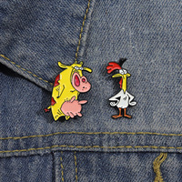 Broches en métal en gros, motifs de dessins animés amusants (bec de bétail jaune, poulet), accessoires vestimentaires assortis, souvenir sur le thème des fées