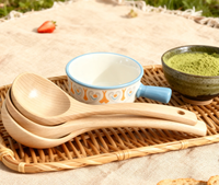 Cuillère en bois artisanale de grande taille, 26,5 cm de long, pour soupe, congee, fondue