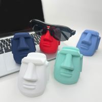 Support de lunettes créatif en forme de tête humaine, motif de dessin animé minimaliste, support de lunettes de bureau, rangement, ornement en silicone