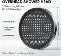 Ensemble de douche noir mat avec pommeau de pluie et douchette à main, accessoires de salle de bain, accessoire de robinetterie