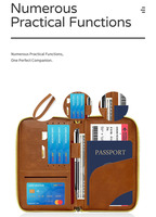 Nouvelle Housse de Passeport en Cuir PU Vintage pour Femme, Unisexe, avec Fermeture Éclair, Porte-Cartes Multifonctionnel, Sac de Rangement pour Cartes