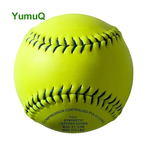 YumuQ resmi boyutu profesyonel oyun el dikili tartılır softbol topu Pvc deri ve Pu çekirdek