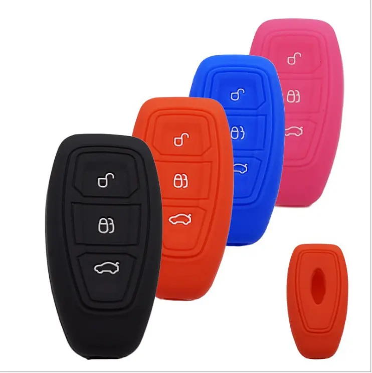 Capa de silicone para chave de carro, para ford mondeo focus fiesta kuga c-max s-max mk3, protetor de chave com 3 botões