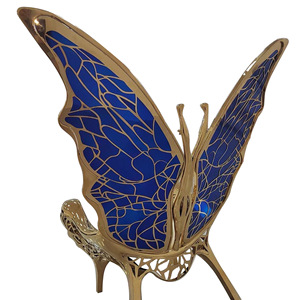 เก้าอี้ผีเสื้อหรูหราที่พักแขนในห้องนั่งเล่นวิลล่าเก้าอี้ควีนศิลปะสร้างสรรค์โครงสแตนเลสเก้าอี้โซฟาเดี่ยวพักผ่อน - Product Image 4