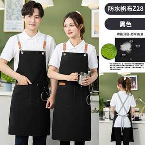 Waterproof Canvas <b>Apron</b> One Size <b>Black</b> For Kitchen Cooking Workwear Unisex - Product Image 1