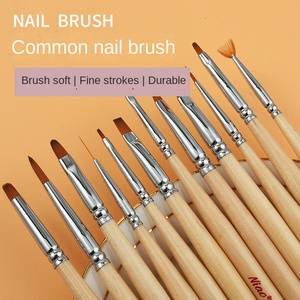 Pinceau à ongles plat à manche en bois, avec virole ondulée en nylon, pour débutants, pour la peinture florale, le liner et le gel, outil stylo de manucure professionnel - Product Image 3