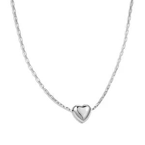 Dylam Dainty 925 Sterling Silver Rhodium 18K Gold Plated Women Fine Fashion Jewelry Heart Shape Pendant Necklace