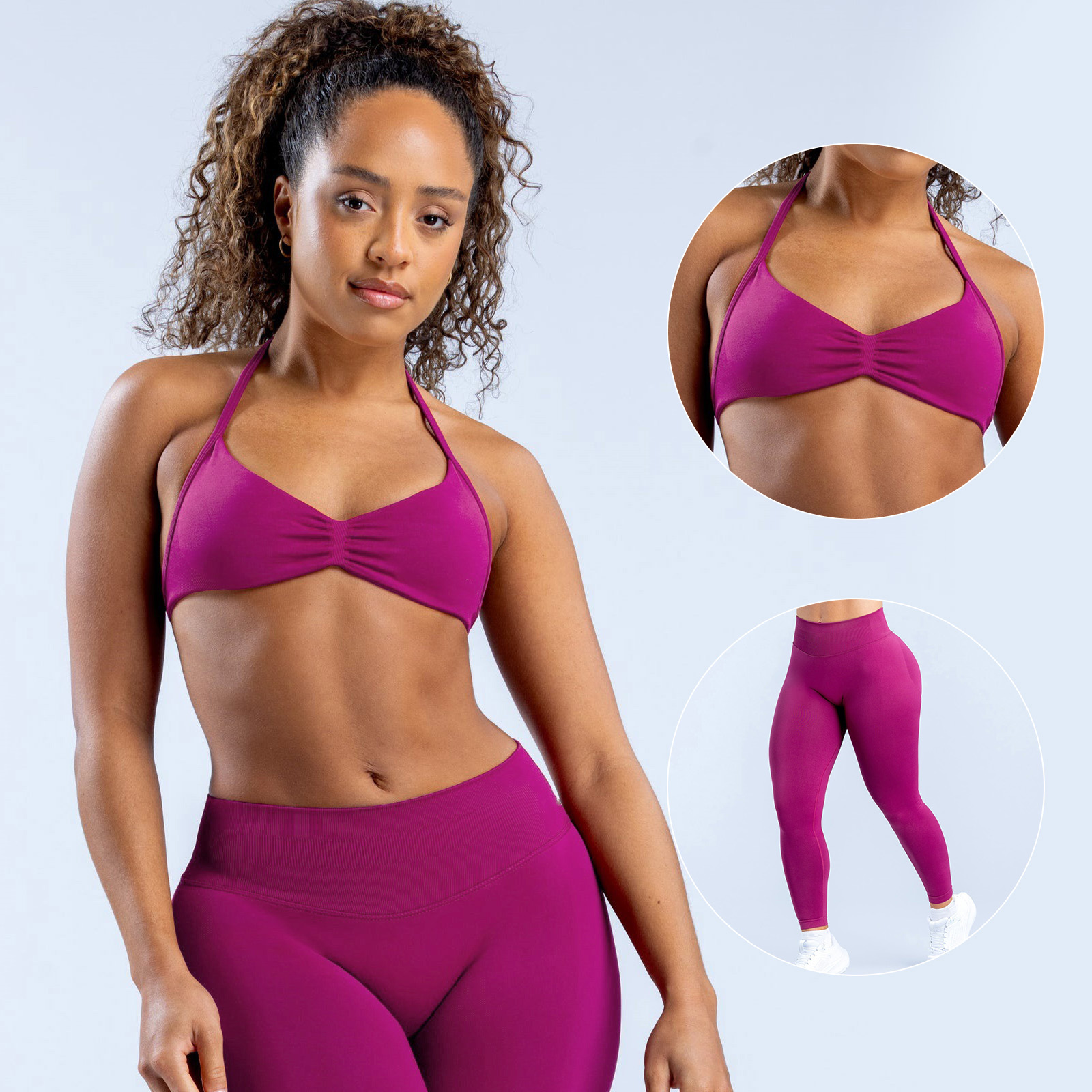 Leggings+Bra - Berry red