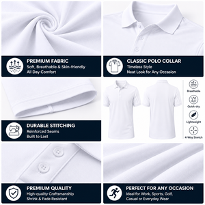 Polo de Piqué Blanco Deportivo de Alta Calidad, 100% Algodón Peinado, con Logotipo Bordado Personalizado - Product Image 3