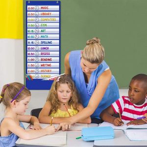 Tabla de horarios de bolsillo de 13x35.5 pulgadas con tarjetas de borrado en seco para la gestión del tiempo en el aula - Product Image 1