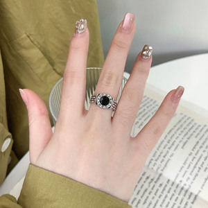 S925 Sterling Silver Retro Round Roman Numeral <b>Ring</b> For Women Elegant <b>Open</b> Design Everyday Wear Jewelry - Product Image 1