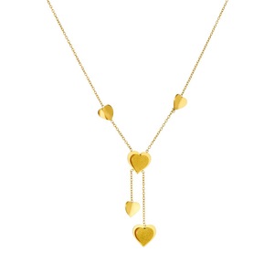 Gold Plated Heart Shape Tassel Chain Pendant Stainless Steel Clavicle Necklace Daily Wear Gift Jewelry - Product Image 5