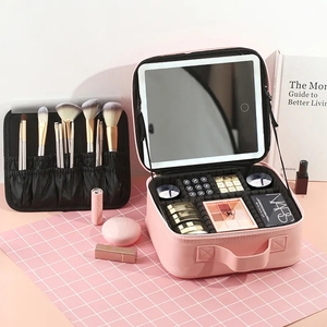 <span class=keywords><strong>2025</strong></span> nóng bán xách tay du lịch mới tạo nên tổ chức Lưu trữ hộp mỹ phẩm trường hợp có thể tháo rời trang điểm túi với ánh sáng LED và gương - Product Image 1