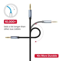 UGREEN kabel Audio 3.5mm pria KE pria, adaptor Input tambahan Audio kabel Aux kepang nilon untuk headphone Speaker mobil