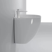 Lavabo monobloc de haute qualité à montage mural évier de navire blanc rond en céramique lavabo suspendu avec demi piédestal